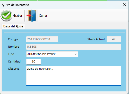 Ajuste de inventario
