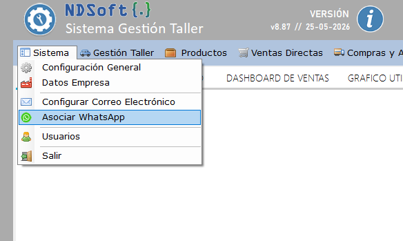 Acceso a configuración de correo y WhatsApp